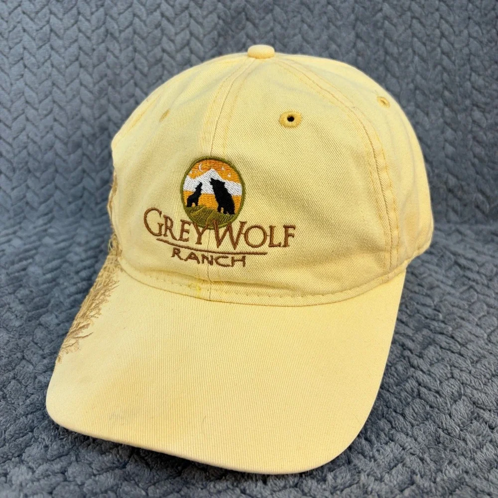 Dri Duck Grey Wolf Ranch Yellow Embroidered Horse Scene Baseball Cap Hat